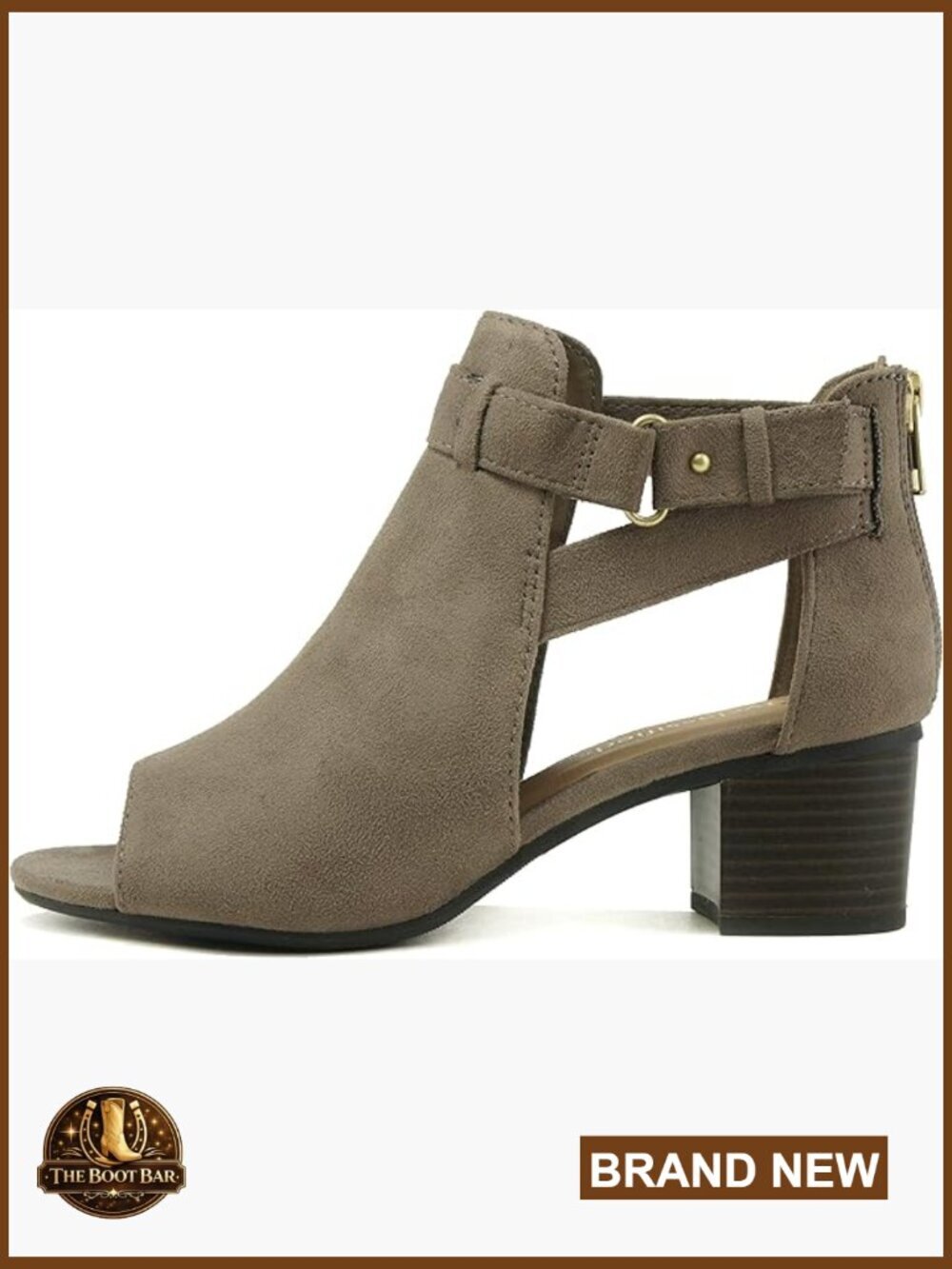 Women's Cutout Side Strap Chunky Heel Ankle Bootie - Size 8
